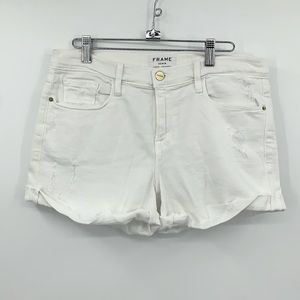 Frame Le Cutoff White Denim Shorts Sz 29